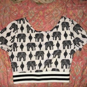 Elephant Designed Crop Top